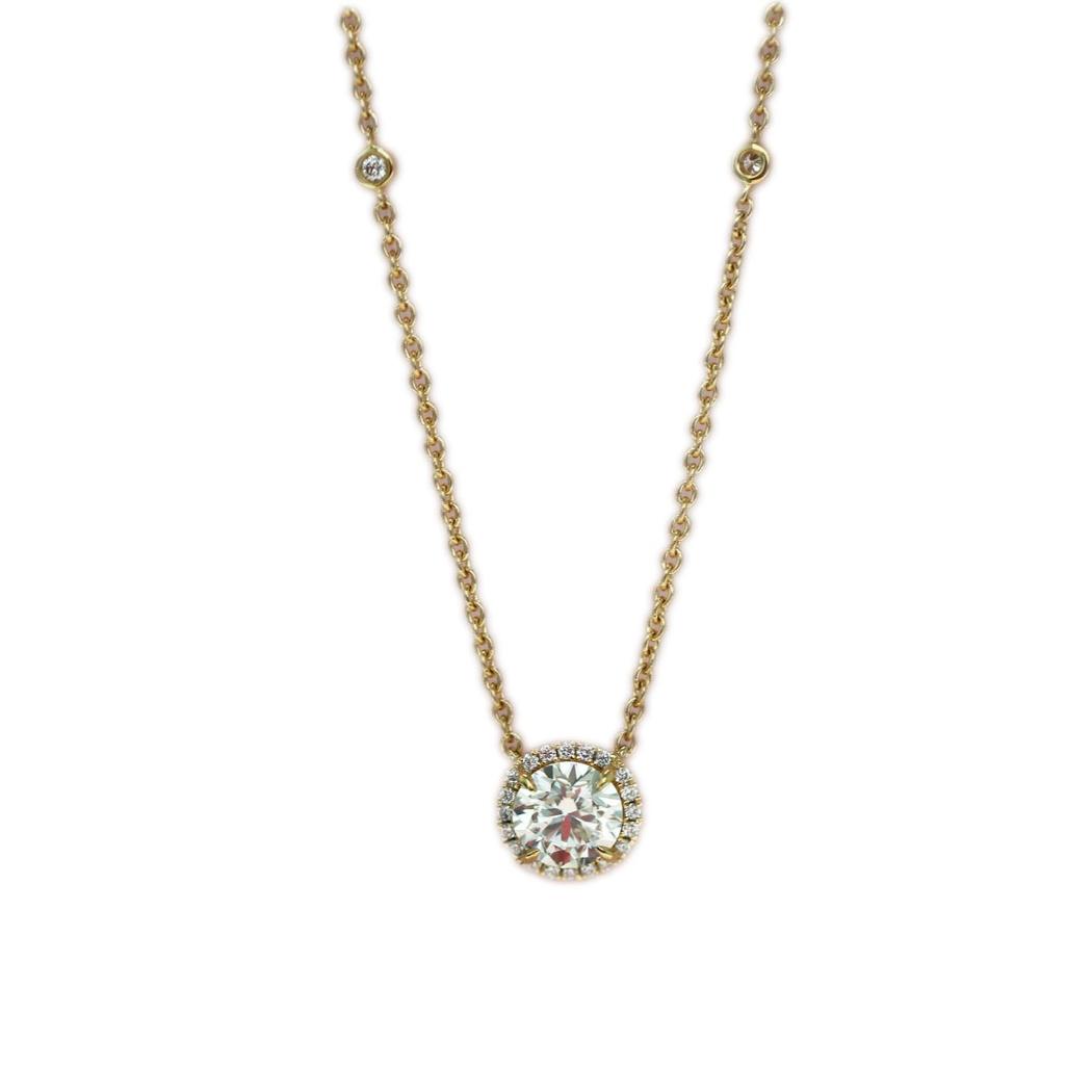 Round Diamond Halo Pendant - 1.35ctw